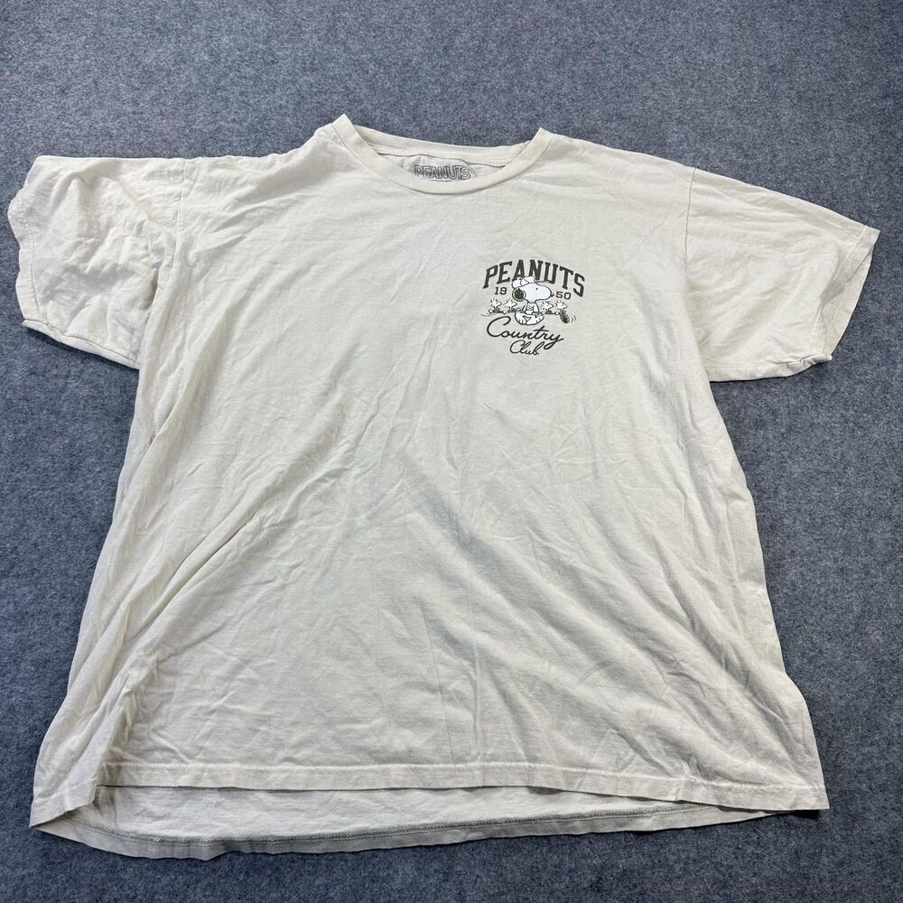 Peanuts Shirt Mens XL White Snoopy Country Club Golf Graphic Tee Charlie Brown